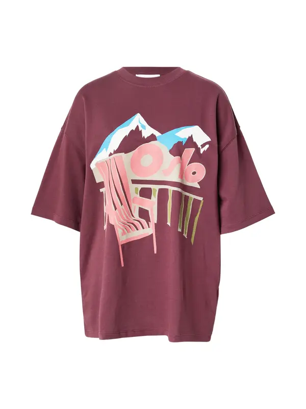 TOPSHOP TOPSHOP Majica 'TSLINE'  modra / roza / vinsko rdeča / bela