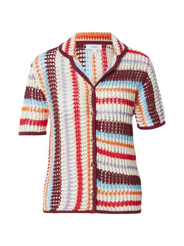 TOPSHOP TOPSHOP Pletena jopa 'GERDI'  kremna / svetlo modra / majnica / burgund