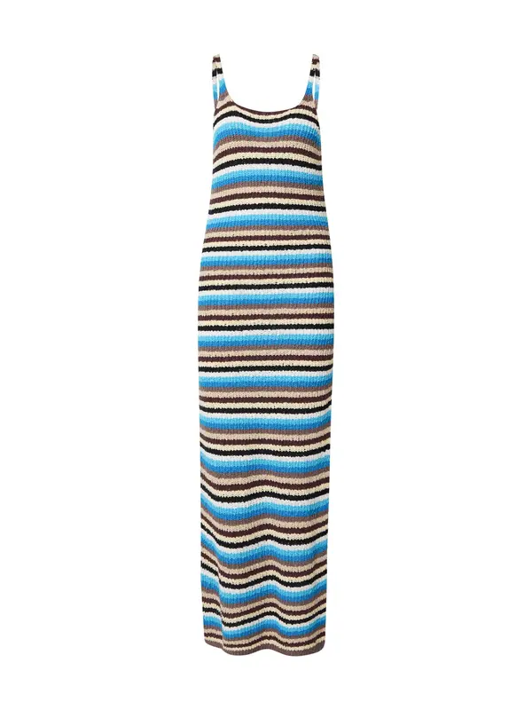 TOPSHOP TOPSHOP Pletena obleka 'CAJSA'  kremna / nebeško modra / čokolada / črna