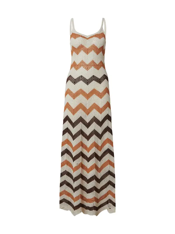 TOPSHOP TOPSHOP Pletena obleka 'FIONA'  konjak / temno rjava / greige