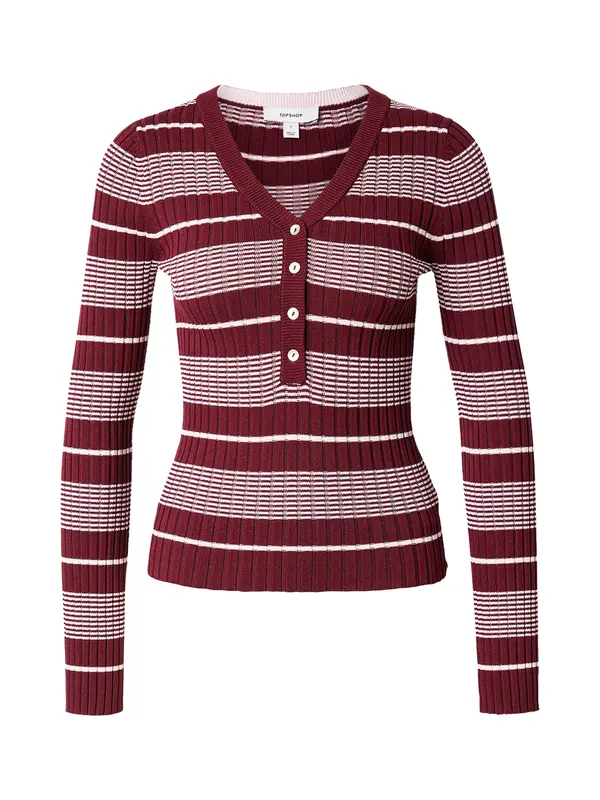TOPSHOP TOPSHOP Pulover 'TRISTA'  karminsko rdeča / bela