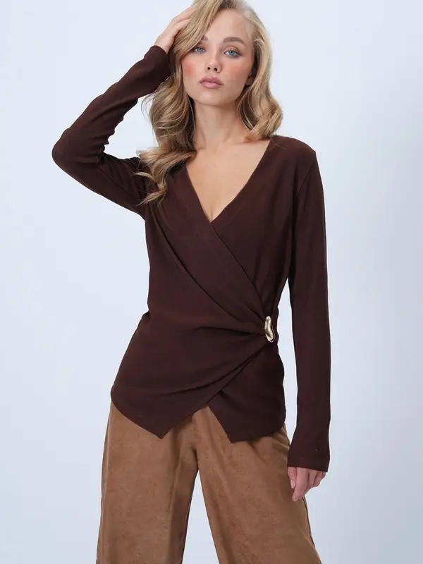 Trend Alaçatı Stili Trend Alaçatı Stili Bluza  temno rjava