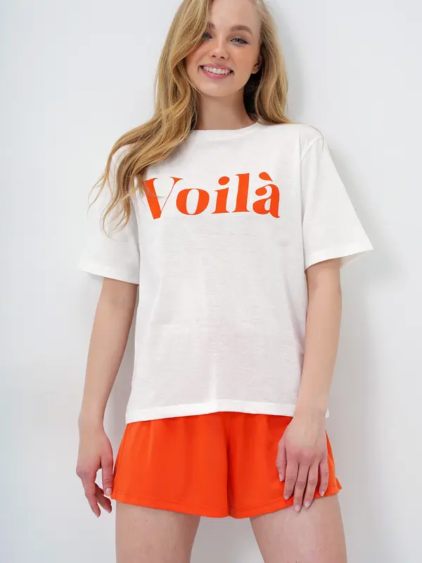 Trend Alaçatı Stili Trend Alaçatı Stili Hlačni kostim  oranžna / bela
