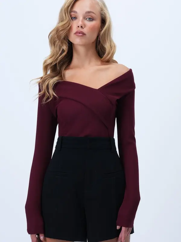 Trend Alaçatı Stili Trend Alaçatı Stili Majica  burgund
