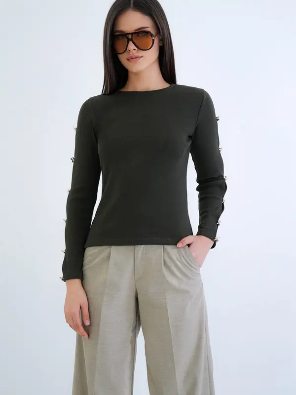 Trend Alaçatı Stili Trend Alaçatı Stili Majica  temno zelena