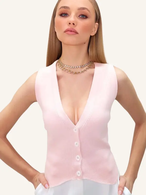 Trend Alaçatı Stili Trend Alaçatı Stili Pleten brezrokavnik  pastelno roza