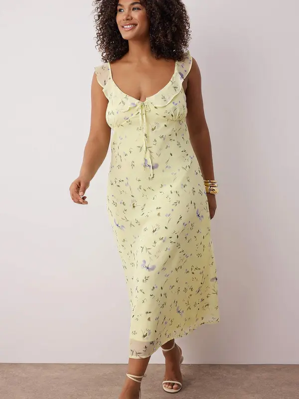 Trendyol Curve Trendyol Curve Obleka  pastelno rumena / zelena / lila