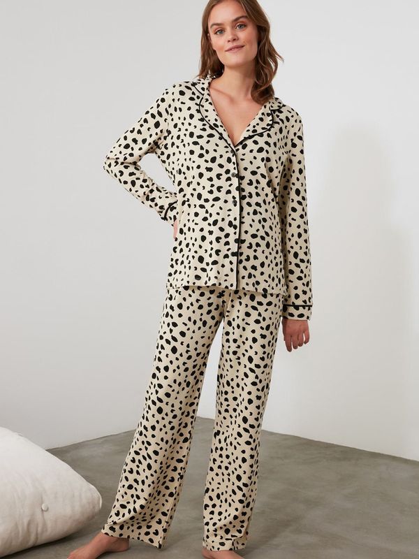 Trendyol Trendyol Pižama  bež / črna