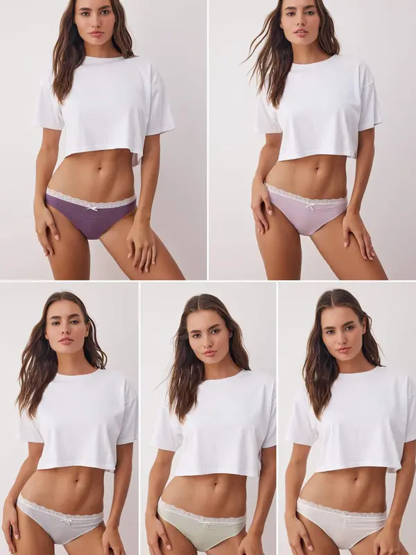 Trendyol Trendyol Spodnje hlačke 'Briefs'  pegasto siva / pastelno zelena / lila / pastelno lila / bela