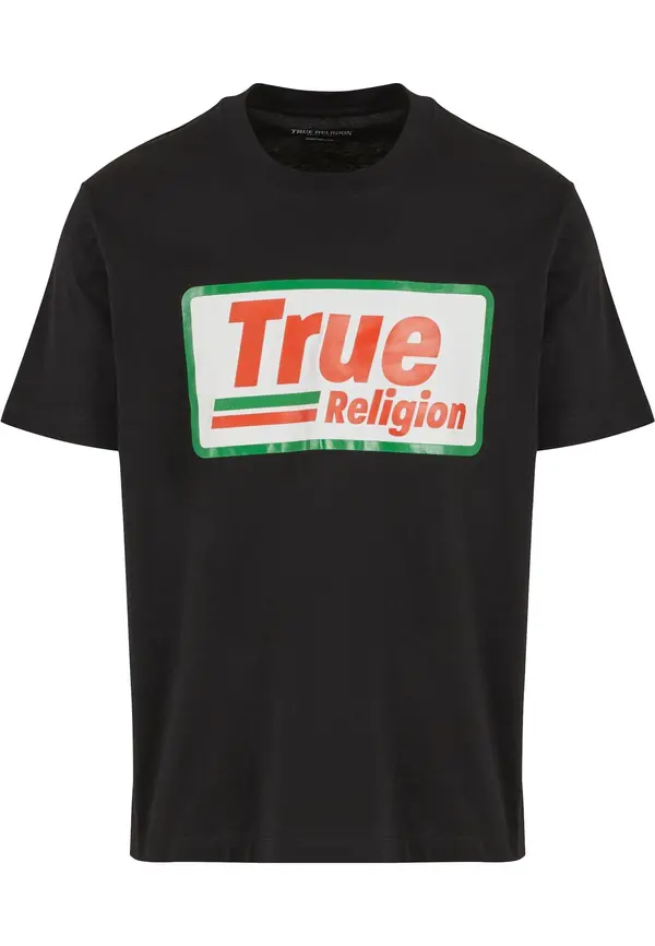 True Religion True Religion Majica 'High Density'  zelena / oranžna / črna / bela