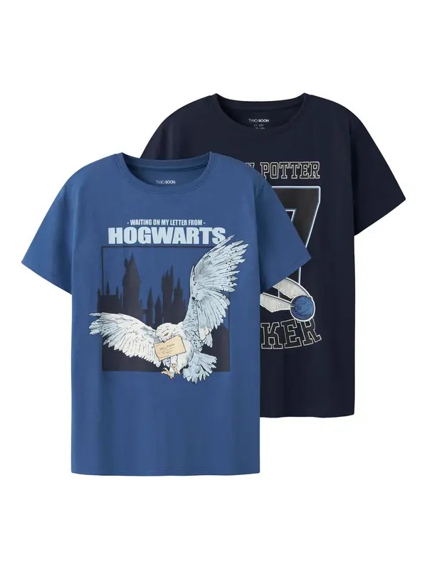 TWO SOON TWO SOON Majica 'Harry Potter'  modra / mornarska / pastelno modra / bela