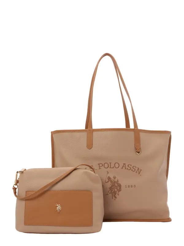 U.S. POLO ASSN. U.S. POLO ASSN. Nakupovalna torba  bež / konjak