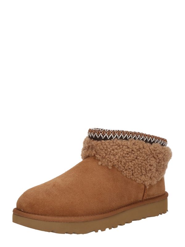 UGG UGG Škornji 'Classic Ultra Mini Maxi Curly'  karamel / temno rjava / bela