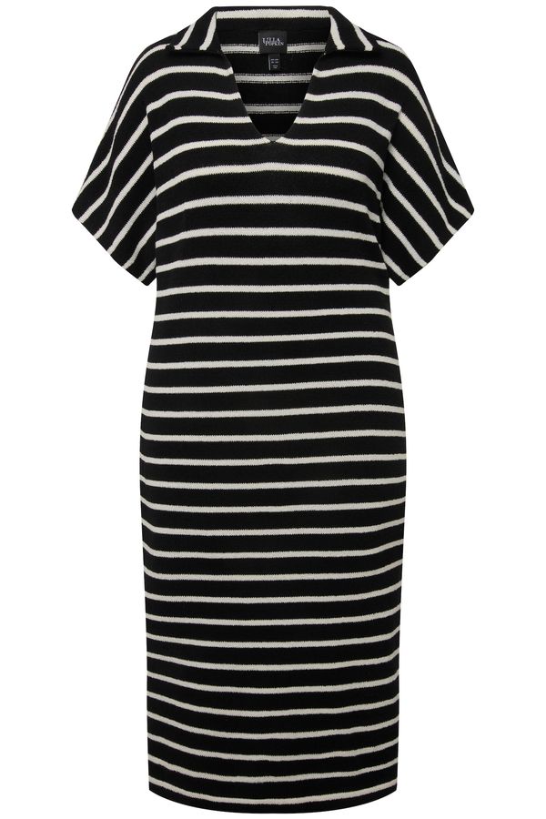 Ulla Popken Ulla Popken Pletena obleka  svetlo bež / črna