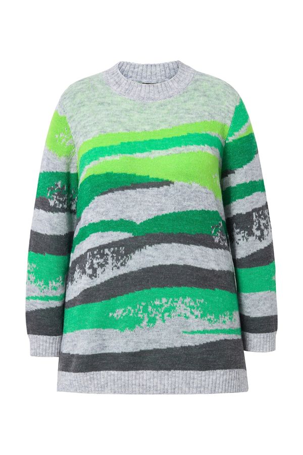Ulla Popken Ulla Popken Pulover  siva / zelena / črna