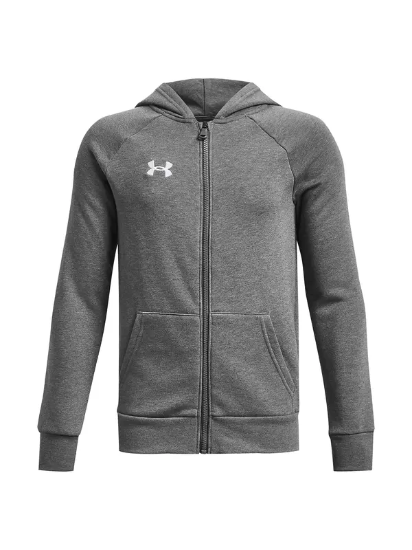 UNDER ARMOUR UNDER ARMOUR Športna jopa na zadrgo 'Rival'  pegasto siva / bela