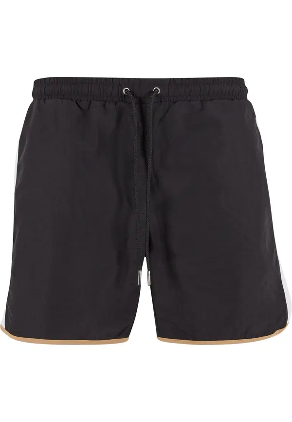 Urban Classics Urban Classics Kratke kopalne hlače  temno bež / črna / bela