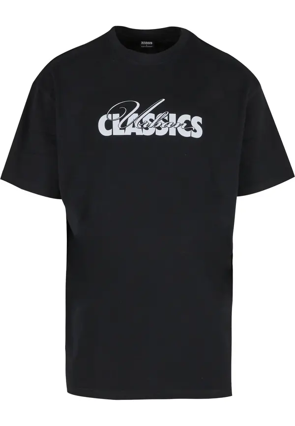 Urban Classics Urban Classics Majica 'Cursive Bold'  črna / bela