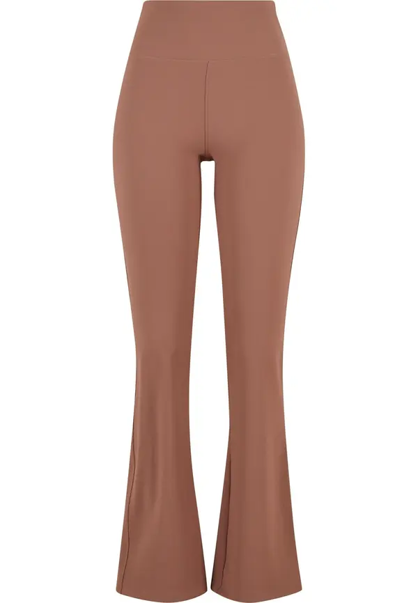 Urban Classics Urban Classics Pajkice ' Ladies Flared Leggings Rib '  svetlo rjava