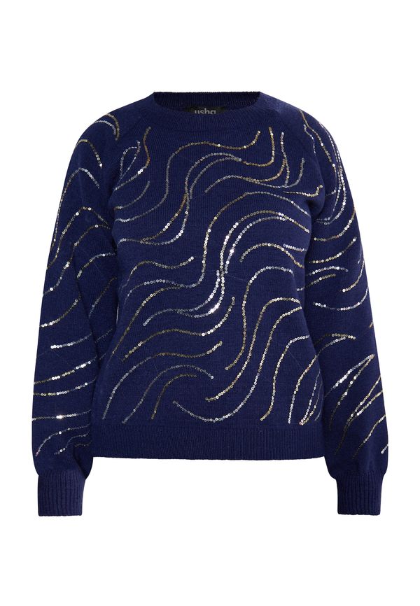 usha BLACK LABEL usha BLACK LABEL Pulover 'Nowles'  marine / srebrna