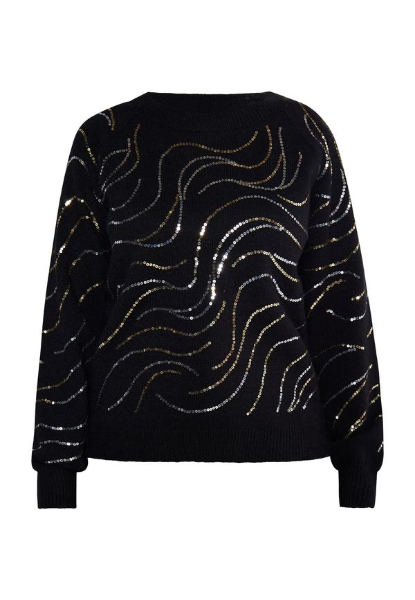 usha BLACK LABEL usha BLACK LABEL Pulover 'Nowles'  zlata / črna / srebrna