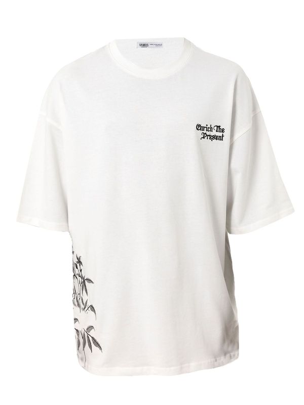 VAMOS CLO VAMOS CLO Majica 'Firecracker Flower'  črna / off-bela