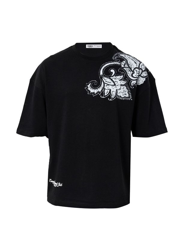 VAMOS CLO VAMOS CLO Majica 'French Marigold'  črna / bela