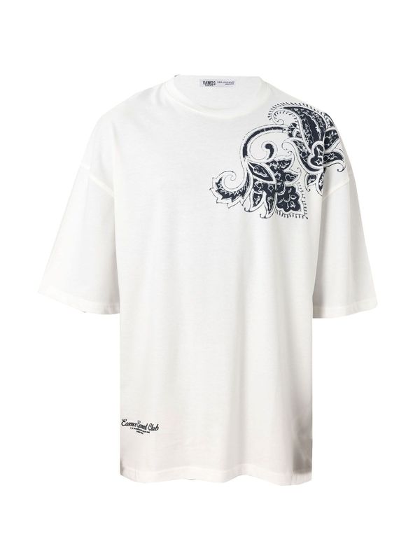 VAMOS CLO VAMOS CLO Majica 'French Marigold'  mornarska / off-bela