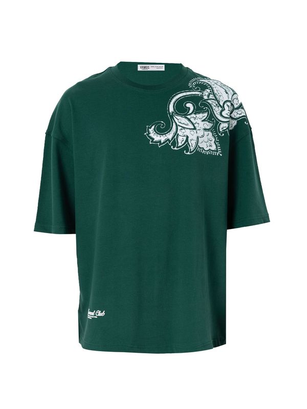 VAMOS CLO VAMOS CLO Majica 'French Marigold'  zelena / bela