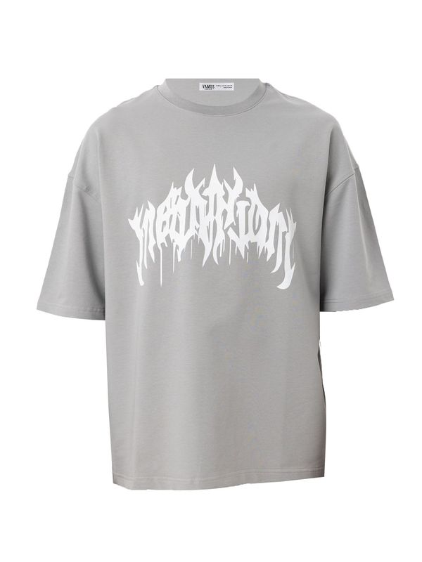 VAMOS CLO VAMOS CLO Majica 'Gaura'  siva / bela