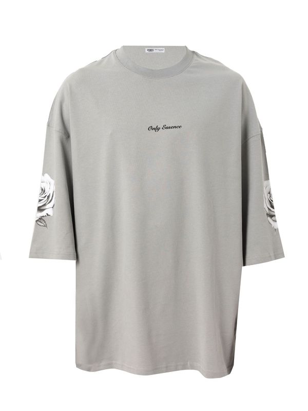 VAMOS CLO VAMOS CLO Majica 'Jasmine Tobacco'  azur / svetlo siva / črna / bela