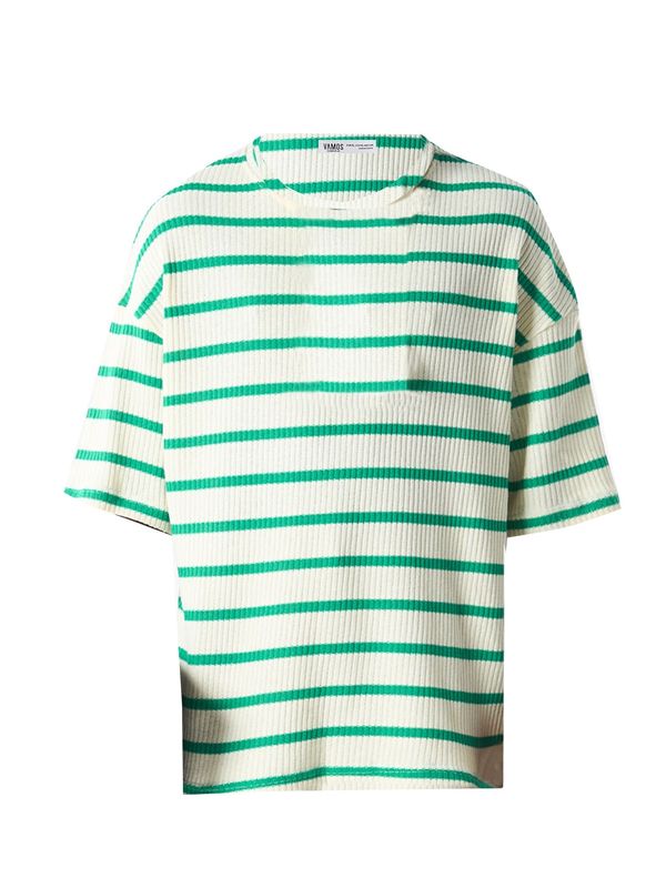 VAMOS CLO VAMOS CLO Majica 'Knautia'  zelena / bela