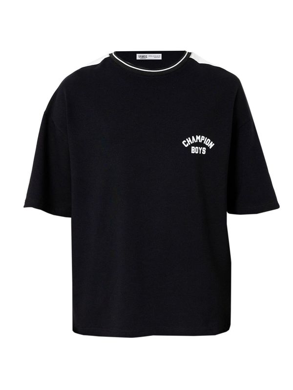 VAMOS CLO VAMOS CLO Majica 'Lavender'  črna / bela