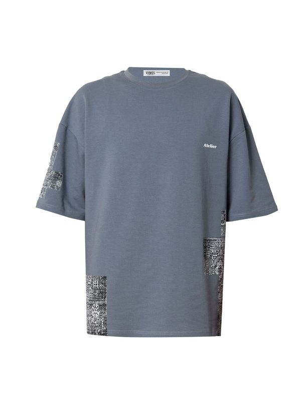 VAMOS CLO VAMOS CLO Majica 'Yarrow'  bazaltno siva / črna / bela