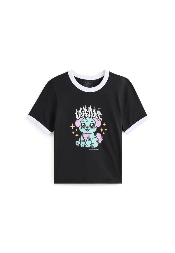 VANS VANS Majica 'Puppy Ringer'  meta / roza / črna / bela