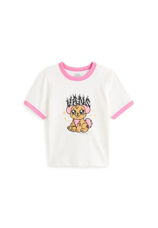 VANS VANS Majica 'Puppy Ringer'  pueblo / svetlo roza / črna / bela
