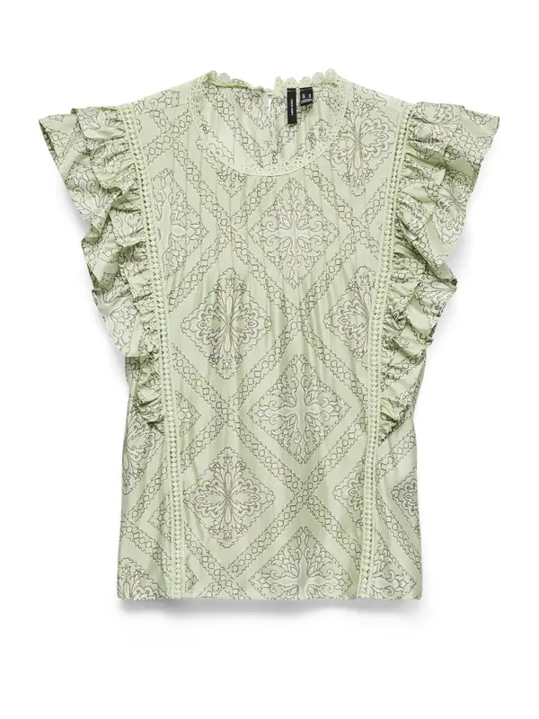 VERO MODA VERO MODA Bluza 'VMBLISS'  oliva / pastelno zelena / off-bela