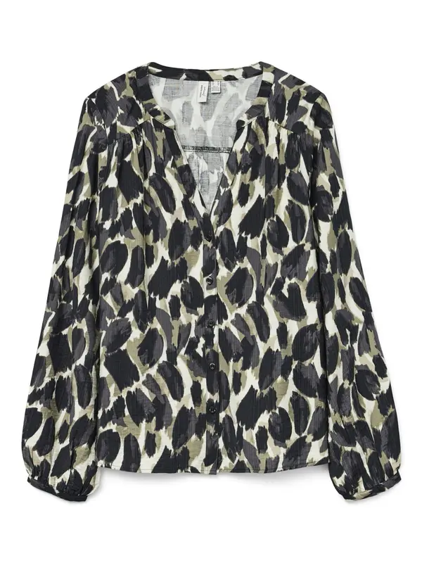 VERO MODA VERO MODA Bluza 'VMFANINI'  nočno modra / kaki / bela