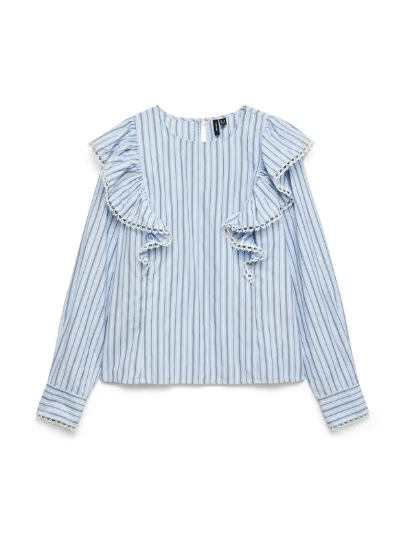 VERO MODA VERO MODA Bluza 'VMFANNI'  svetlo modra / temno modra / bela