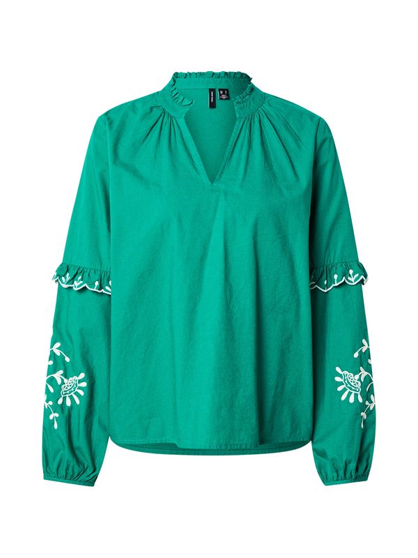 VERO MODA VERO MODA Bluza 'VMNOEL'  smaragd / bela