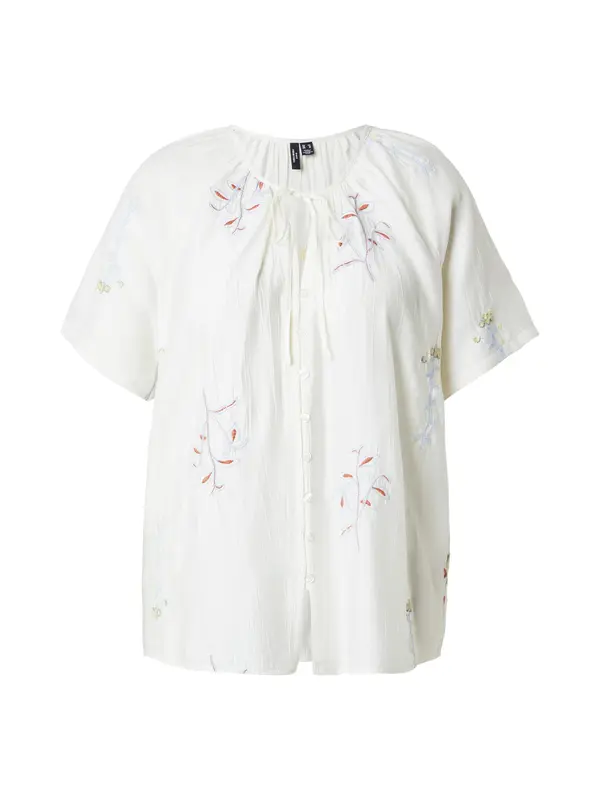 Vero Moda Curve Vero Moda Curve Bluza 'VMCLina'  svetlo modra / kostanj rjava / pastelno rumena / bela