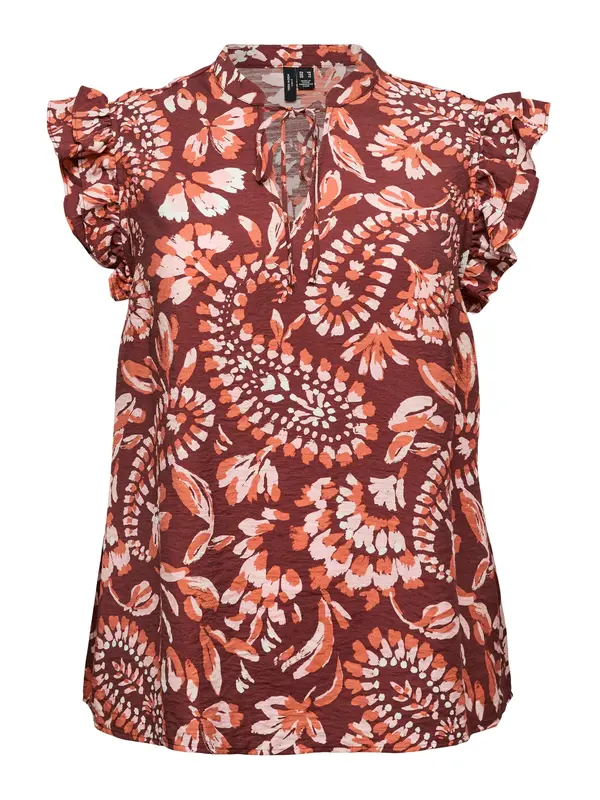 Vero Moda Curve Vero Moda Curve Bluza 'VMCNELLIE CARLA'  kremna / kostanj rjava / rosé / svetlo rdeča