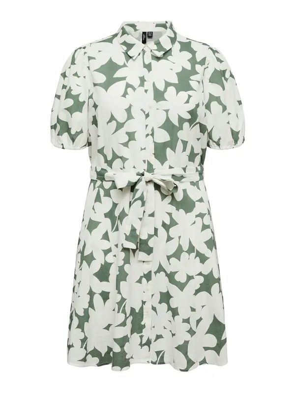 Vero Moda Curve Vero Moda Curve Dolga srajca 'VMCDICTHE'  žad / bela