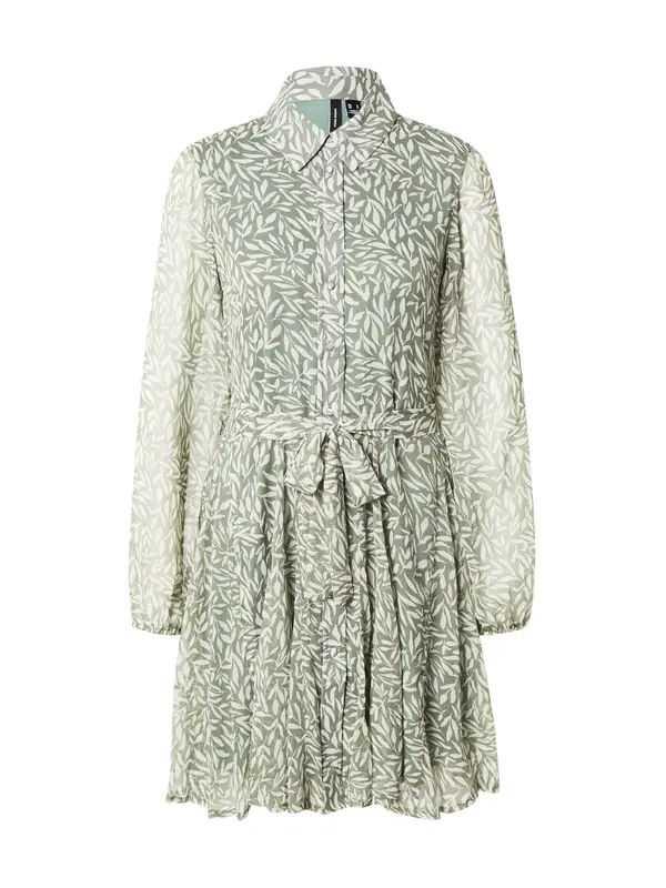 VERO MODA VERO MODA Dolga srajca 'VMSMILLA'  temno zelena / bela