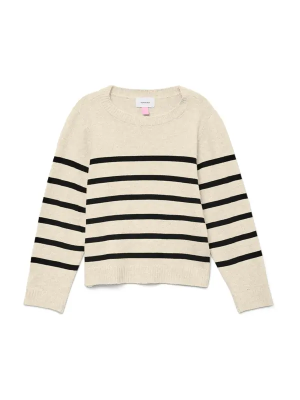 Vero Moda Girl Vero Moda Girl Pulover 'VMSABA'  svetlo bež / črna