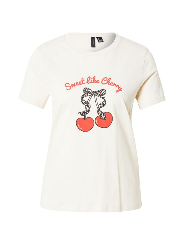 VERO MODA VERO MODA Majica  bež / rjava / oranžno rdeča / črna