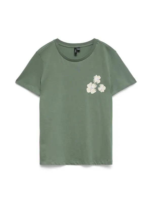 VERO MODA VERO MODA Majica  pesek / temno zelena / bela