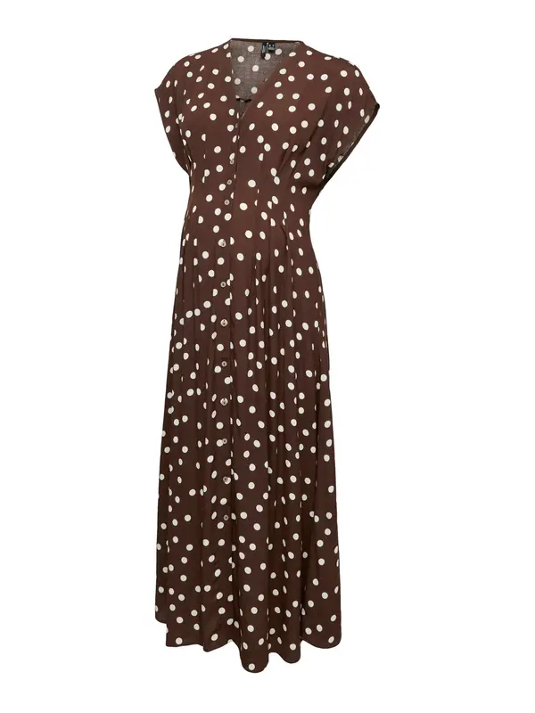 Vero Moda Maternity Vero Moda Maternity Dolga srajca 'VMMElisa'  čokolada / bela