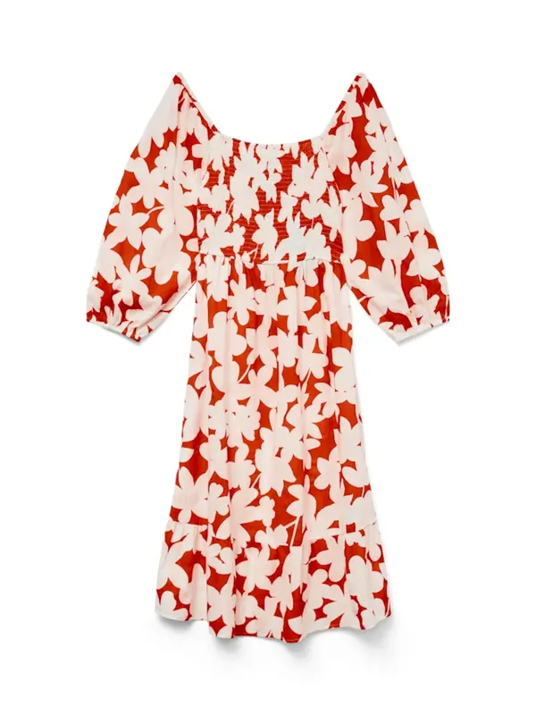 VERO MODA VERO MODA Obleka 'VMDicthe'  ognjeno rdeča / off-bela