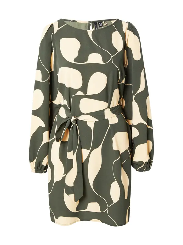 VERO MODA VERO MODA Obleka 'VMLYDIA'  pesek / temno zelena